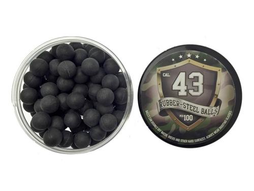 Boîte de 100 balles caoutchouc Rubber-Steel Cal. 0.43 Noir